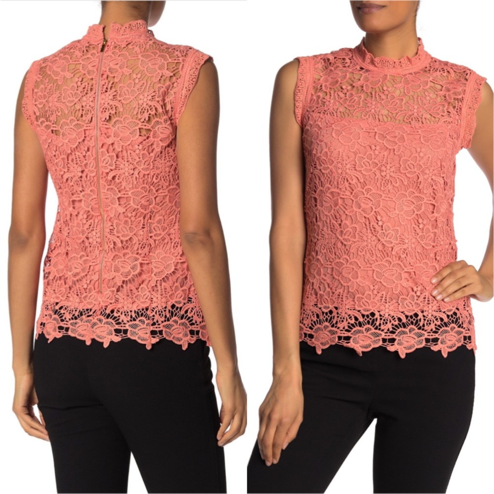 Nanette lepore Lace Mock Neck Tank Top